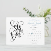60e Jubileum Opslaan van datum Blauw hart Agenda Save The Date (Staand voorkant)