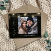 60e Jubileum Party Rustic Wood Lights Informatiekaartje