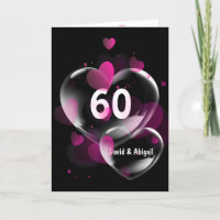 60e Jubileum roze hartbelletjes op zwart