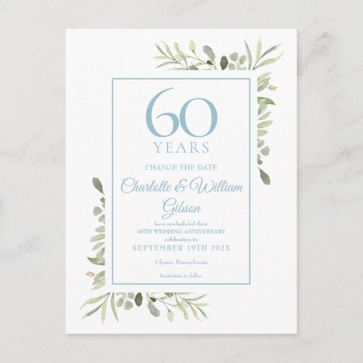 60e Jubileum Verander de datum Bloemen Aankondigingskaart (Voorkant)