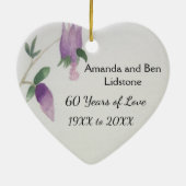 60e Jubileum vogelbloemen Hart Keramisch Ornament (Achterkant)