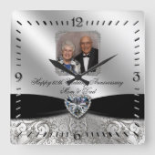60e Jubileum voor bruiloft Foto Square Wall klok (Voorkant)