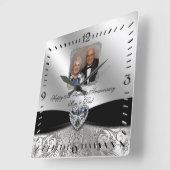60e Jubileum voor bruiloft Foto Square Wall klok (Hoek)