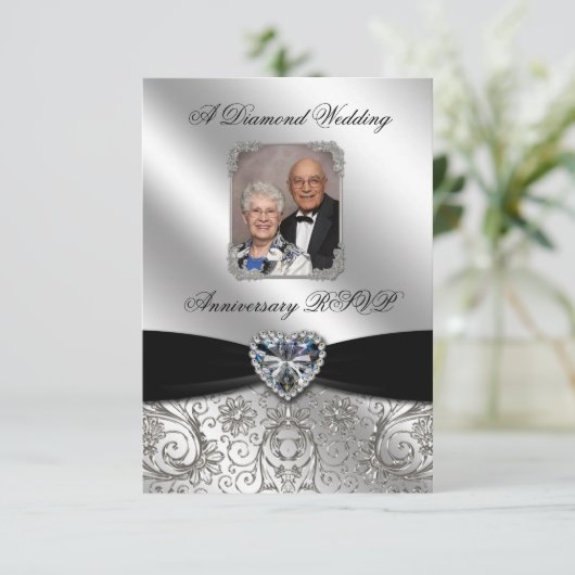 60e Jubileum voor bruiloft RSVP-kaart RSVP Kaartje (Staand voorkant)