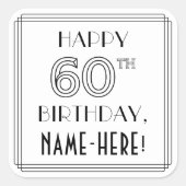 60E MAANDAG, Art Deco Style, aangepaste naam Vierkante Sticker (Voorkant)