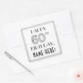 60E MAANDAG, Art Deco Style, aangepaste naam Vierkante Sticker (Envelop)