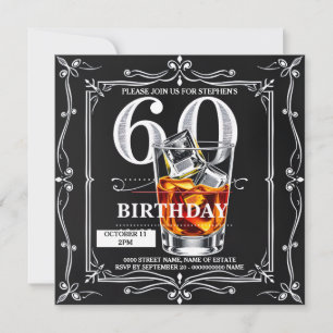 60e mannelijke whisky tumbler krijtbord DIY Feestdagenkaart