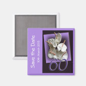 60e partij Save the Date Magnet - witte anthuriums Magneet (Voorkant / Achterkant)