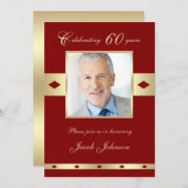 60e Photo Anniversaire Fête Invitation Bourgogne 6 (Devant / Derrière)