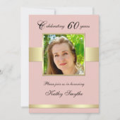 60e Rose Gold Photo Anniversaire Fête Invitation (Devant)