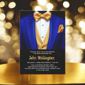 60e Royal Blue en Gold Tuxedo verjaardagsevenement Kaart