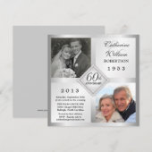60e Silver Diamond Jubileum Foto-uitnodigingen Kaart (Voorkant / Achterkant)
