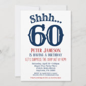 60e Surprise Birthday Invitation Mannen Navy Blue Kaart (Voorkant)