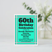 60e Turquoise simple Invitation d'anniversaire Car (Debout devant)