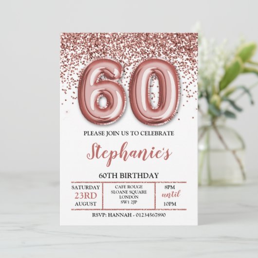 60e uitnodiging, Roos Gold Kaart (Staand voorkant)