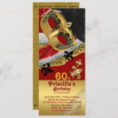 60e Uitnodiging Ticket stijl, Verjaardag Vrouw elk (Voorkant / Achterkant)