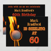 60e uitnodiging van de Birthday Party - Golf - Siz (Voorkant / Achterkant)