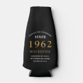 60e verjaardag 1962 Naam Elegant Gold White Black Flesjeskoeler (Voorkant)