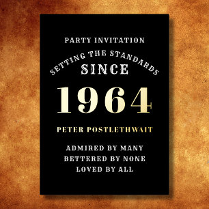 60e verjaardag 1964 Zwart Goud Persoonlijk Voor He Folie Uitnodiging