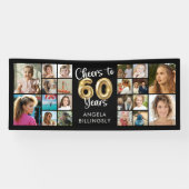 60e verjaardag 20 Photo Collage Hoera voor 60 jaar Spandoek (Horizontaal)