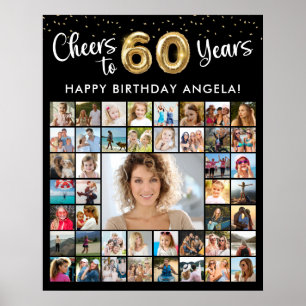 60e verjaardag 45 foto collage proost op jaren poster