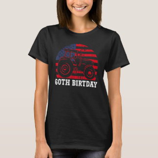 60e verjaardag 60 jaar US Flag Tractor Driver T-shirt