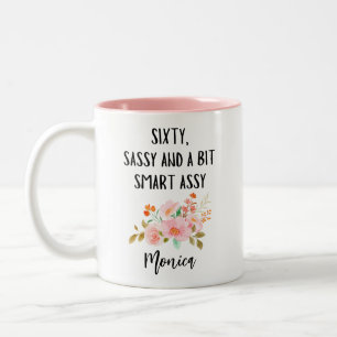 60e verjaardag, 60 Sassy en een beetje slimme Assy Tweekleurige Koffiemok