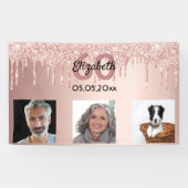 60e verjaardag aangepaste foto roos gouden roze gl spandoek (Horizontaal)