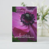 60e verjaardag Anemone Custom Invite Kaart (Staand voorkant)