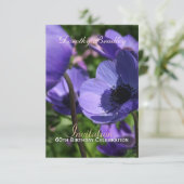60e verjaardag Anemone Custom Invite Kaart (Staand voorkant)