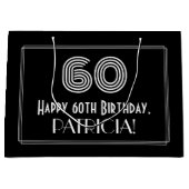 60e verjaardag — Art Deco Geïnspireerde look "60" Groot Cadeauzakje (Voorkant)