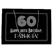 60e verjaardag — Art Deco Geïnspireerde look "60" Groot Cadeauzakje (Achterkant)