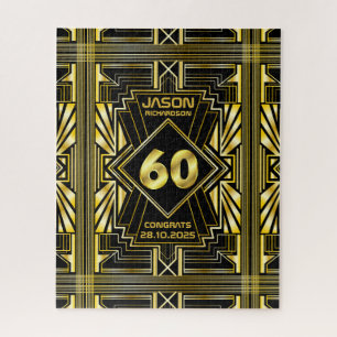 60e verjaardag Art Deco Gold Black Grote Gatsby Legpuzzel