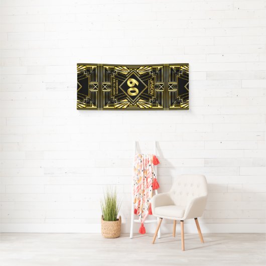 60e verjaardag Art Deco Gold Black Grote Gatsby Spandoek (Insitu)