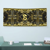 60e verjaardag Art Deco Gold Black Grote Gatsby Spandoek (Beurs)