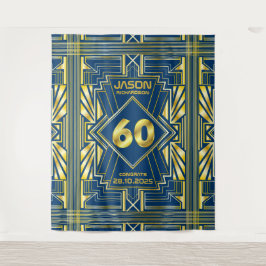 60e verjaardag Art Deco Gold Blue Great Gatsby Wandkleed