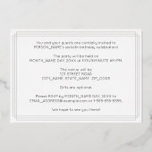 60e verjaardag — Art Deco Style "60" + Naam Folie Uitnodiging (Achterkant)