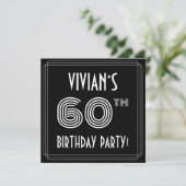 60e verjaardag: Art Deco Style met aangepaste naam Kaart (Staand voorkant)