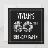 60e verjaardag: Art Deco Style met aangepaste naam Kaart (Voorkant)