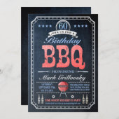 60e verjaardag BBQ Uitnodigingen | schoolbord (Voorkant / Achterkant)