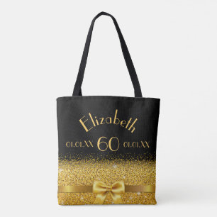 60e verjaardag Black Gold Bow Naam Draagtas