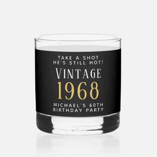  60e verjaardag Black Whisky Glas (Achterkant)