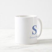 60e verjaardag Blauw Bloemen Monogram Koffiemok (Voorkant rechts)