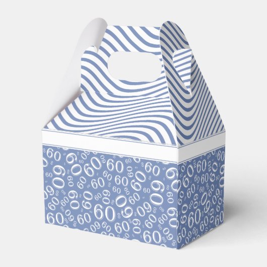60e verjaardag Blauw en Wit Nummerpatroon Bedankdoosjes (Achterkant)