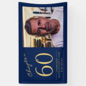 60e verjaardag blauw goud foto spandoek (Verticaal)