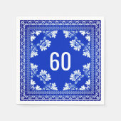 60e verjaardag Blauwe Bandana Servet (Voorkant)
