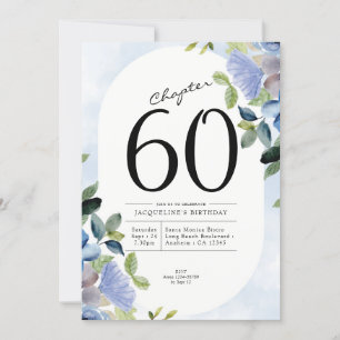60e verjaardag Blauwe Floral Kaart