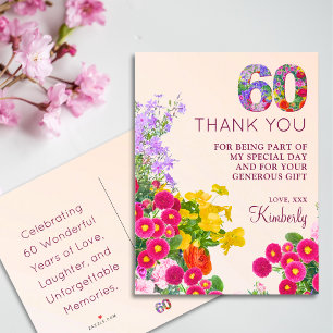 60e verjaardag Bloemen Modern 60 jaar feest Aankondigingskaart