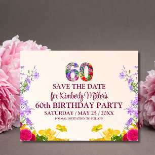 60e verjaardag Bloemen Modern 60 jaar feest Aankondigingskaart