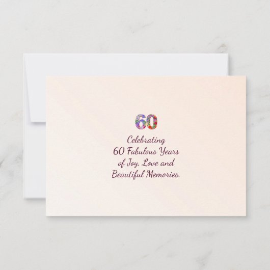 60e verjaardag Bloemen Modern 60 jaar feest elegan RSVP Kaartje (Achterkant)